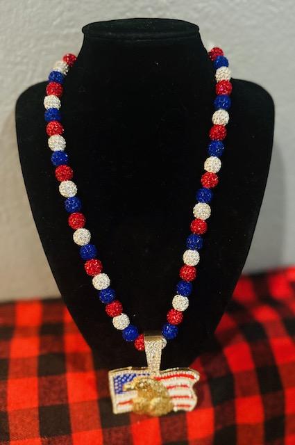 A Drippy American Flag Necklace