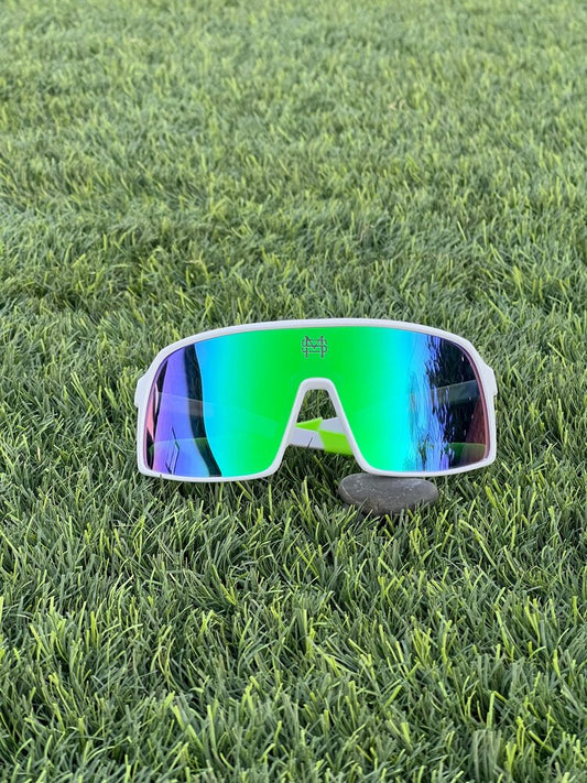 A META SHADES "MINI GATORS" White-Green/Blue (Polarized Kids)